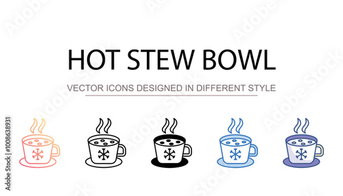 Hot stew bowl icon design with white background stock illustration