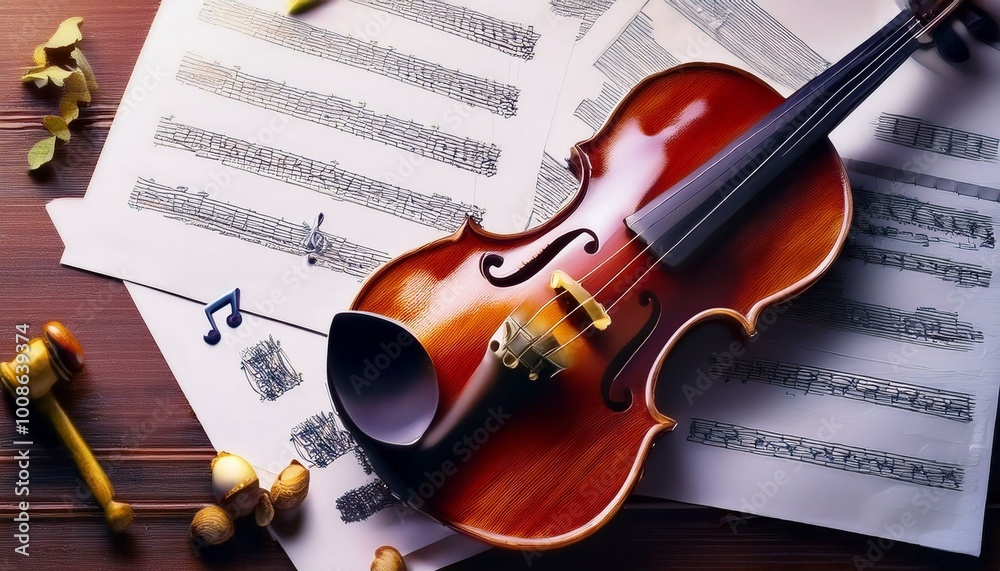 Fototapeta premium violin and music sheet 