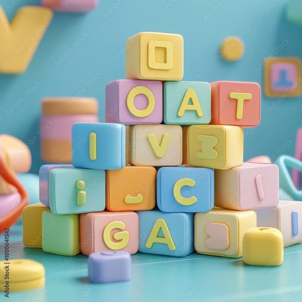 Colorful building blocks with letters arranged creatively, perfect for children's play and educational activities. Colorful building blocks with letters arranged creatively, perfect for children's play and educational activities.