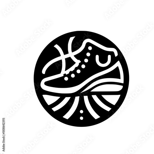 Sports vector logo with an image of a sneaker in a circle