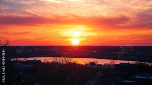 A beautiful sunset over the city of Cedar Rapids.