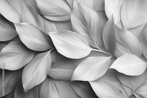 Textures of abstract gray leaves for tropical leaf background.
