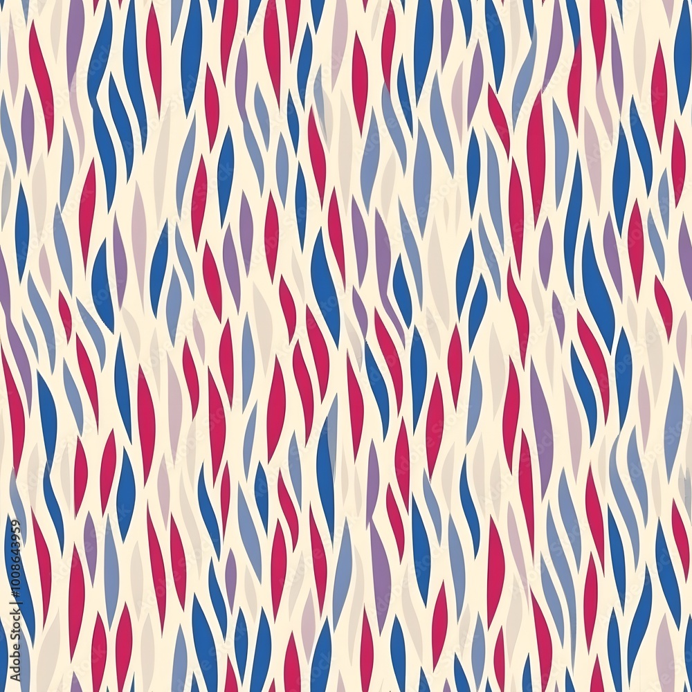 Obraz premium Abstract Seamless Pattern with Colorful Curved Shapes Geometric Background Digital Design Texture Wallpaper Fabric Textile