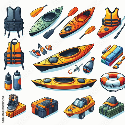 Kayak set illustration
