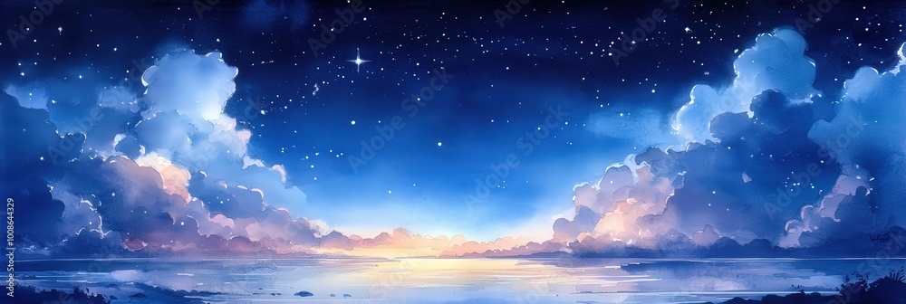 Serene Night Sky Over Calm Water Serene Night Sky Over Calm Water