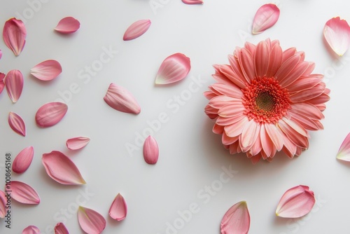 Creative Floral Arrangement: Artistic Pink Flower with Petal Patterns






