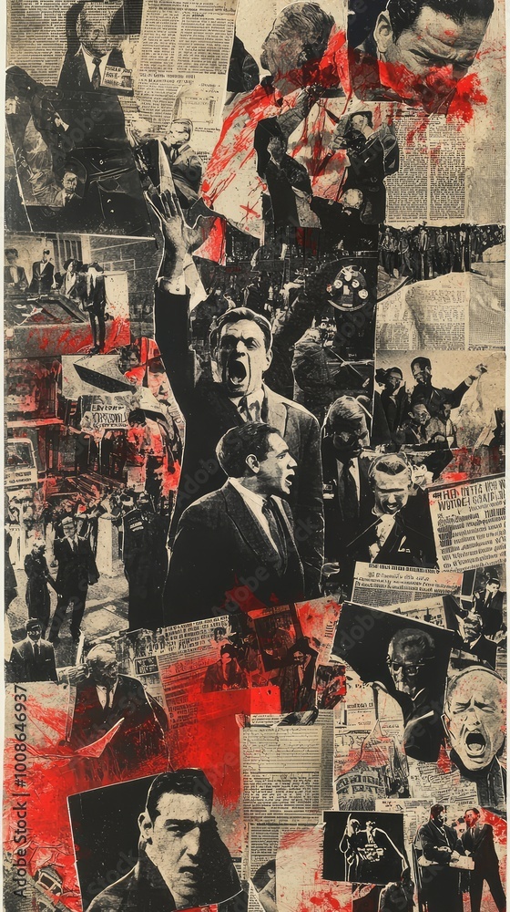 custom made wallpaper toronto digitalA dynamic collage capturing historical moments of protest and passion, showcasing the power of human expression and emotion.