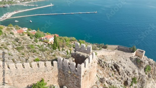 Aerial View 4K: Fortress on the Forefront - Alanya s Past in Present photo