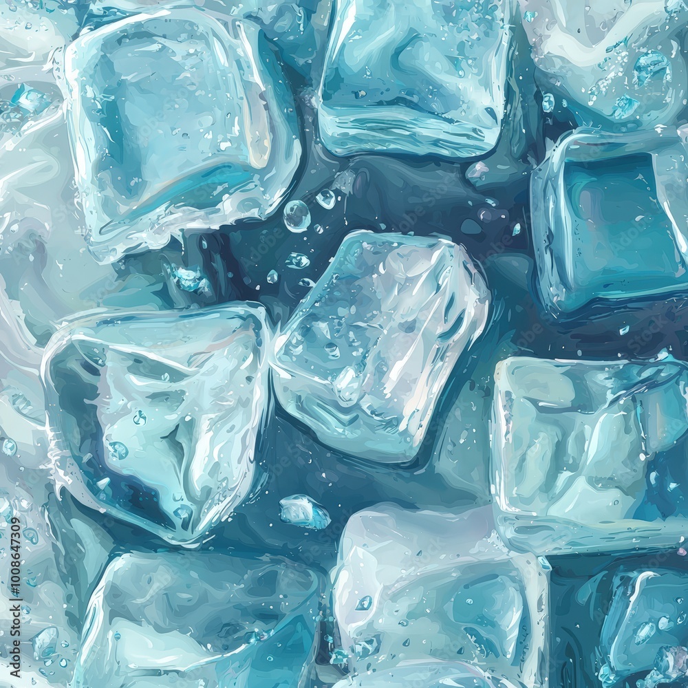 Obraz premium Ice cubes in water