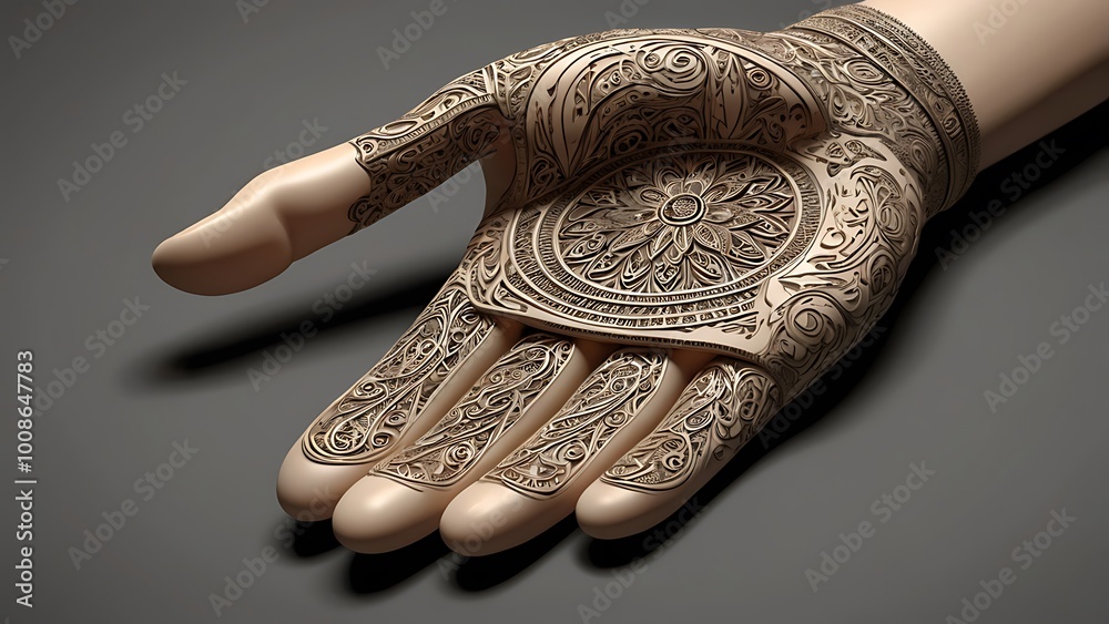 A 3D render of a beautifully engraved A 3D render of a beautifully engraved