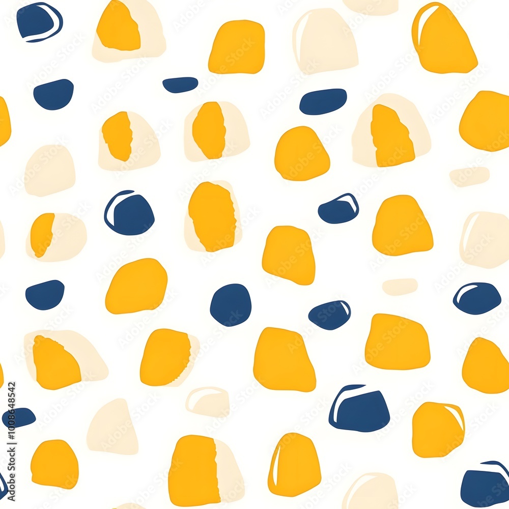Abstract Seamless Pattern with Yellow Beige and Blue Shapes Abstract Seamless Pattern with Yellow Beige and Blue Shapes