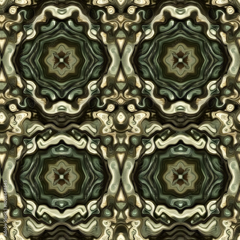 Abstract Green and Beige Geometric Pattern Seamless Background Texture Abstract Green and Beige Geometric Pattern Seamless Background Texture