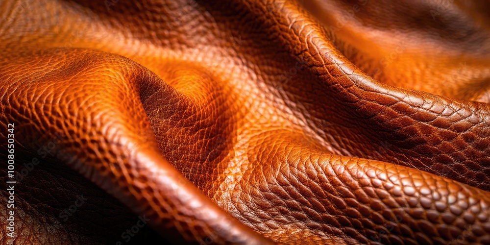 Rich Brown Leather Texture Background for Design, Fashion, and Crafting Projects or Textiles