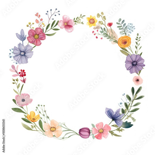 PNG Flower book circle border pattern wreath plant.