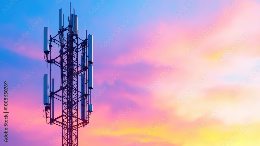 Cell tower silhouette at sunset Cell tower silhouette at sunset