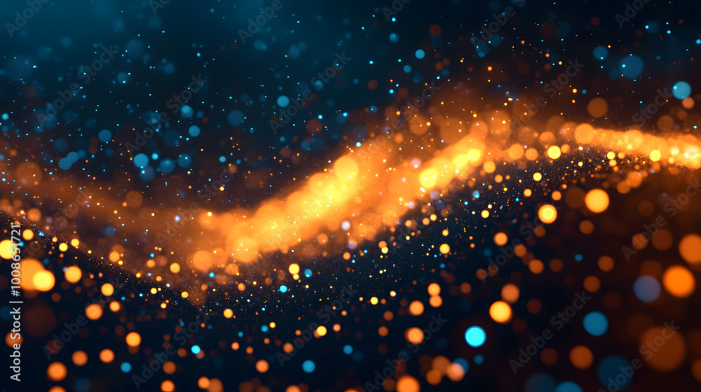 Obraz premium Abstract background with the movement of luminous particles. Digital technology. 3D rendering.