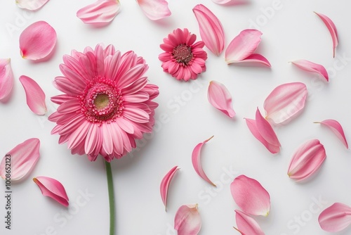 Creative Floral Arrangement: Artistic Pink Flower with Petal Patterns






