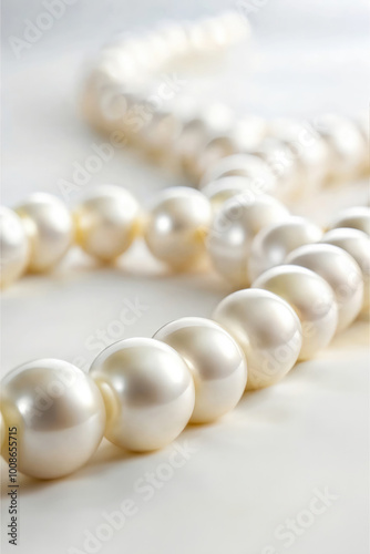 Elegant background with white pearls. Ideal for luxury advertisements, sophisticated wedding invitations, upscale jewelry promotions or luxury branding.