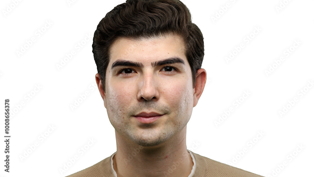 Obraz premium Man's face, close-up, on a white background
