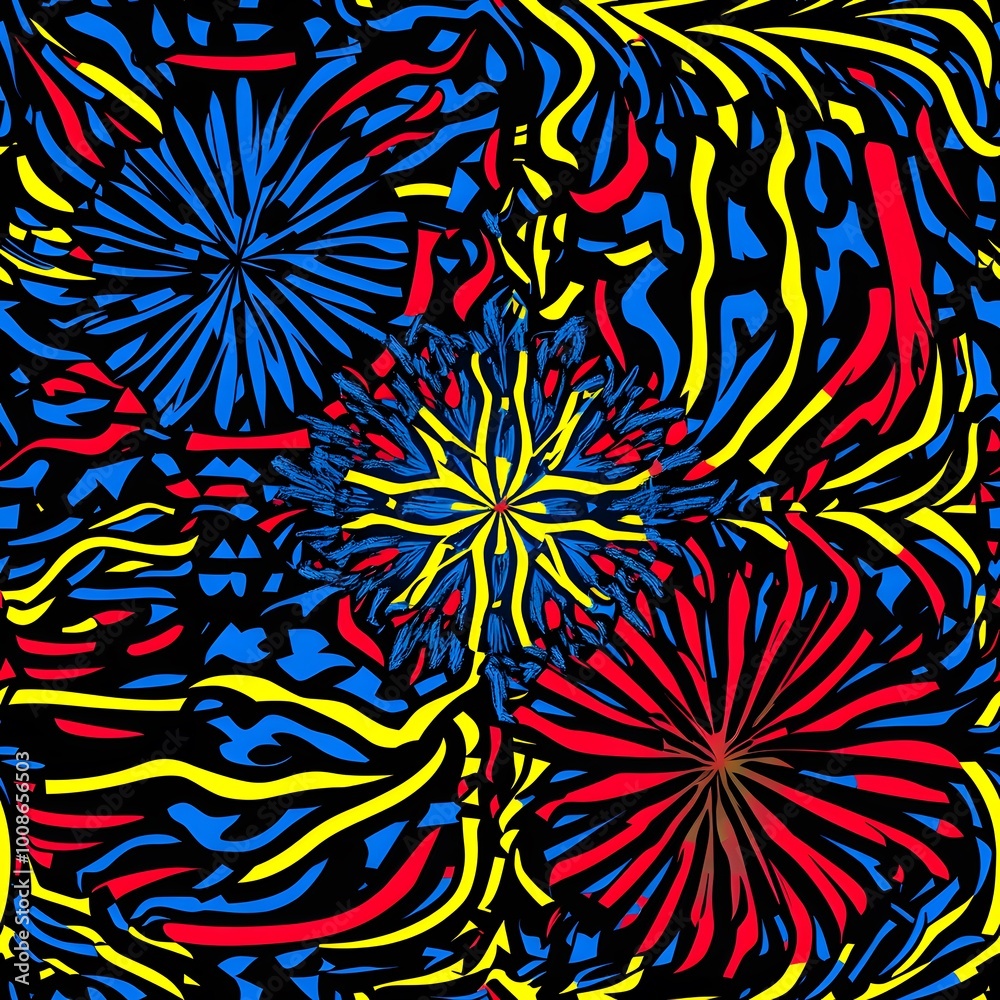 Abstract Art Pattern with Yellow Blue and Red Colors Abstract Art Pattern with Yellow Blue and Red Colors