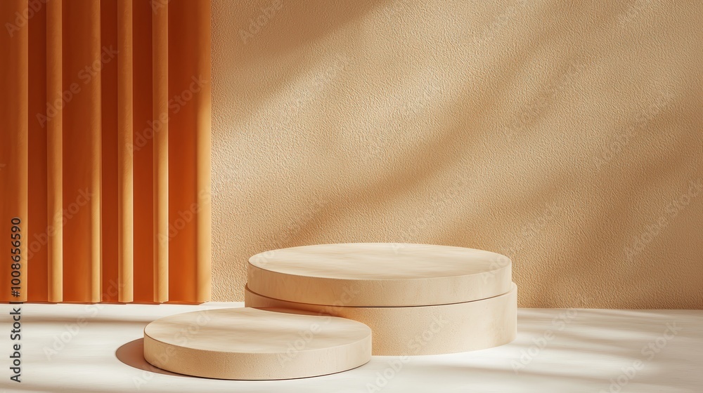 Beige product display stand Beige product display stand