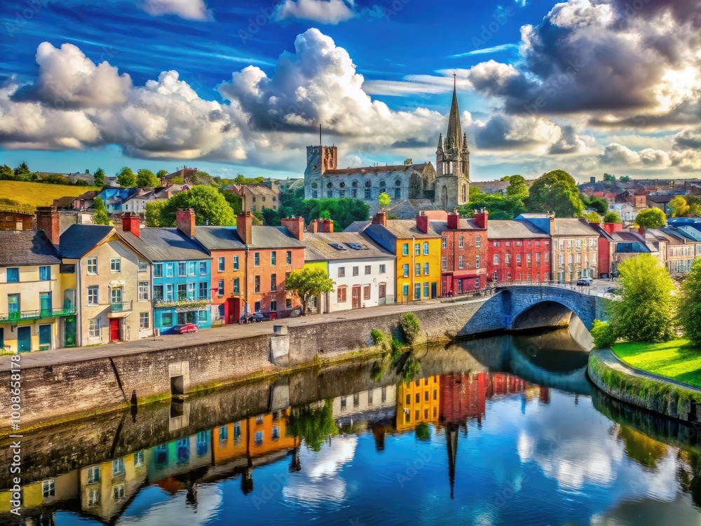 Fototapeta premium Scenic View of Drogheda, Ireland with Historic Architecture and Beautiful Landscape Surroundings