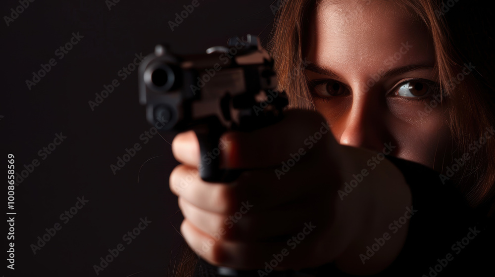 Man in dark suit stands tense and alert in dimly lit alleyway, gun in hand, prepared to defend against unseen threat, intense focus on impending danger. Man in dark suit stands tense and alert in dimly lit alleyway, gun in hand, prepared to defend against unseen threat, intense focus on impending danger.