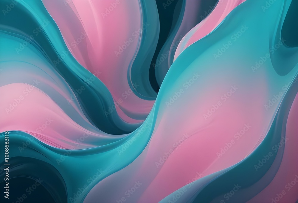 Abstract pink and teal fluid shapes with soft, flowing lines and gradients Abstract pink and teal fluid shapes with soft, flowing lines and gradients