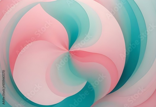Abstract pink and teal fluid shapes with soft, flowing lines and gradients