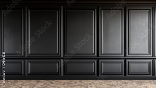 Blank black wooden wall panel Mockup 