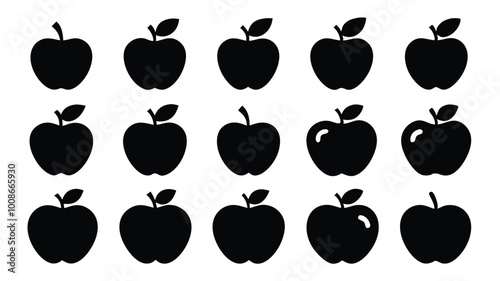 silhouette apple vector set illustration isolated on white artboard