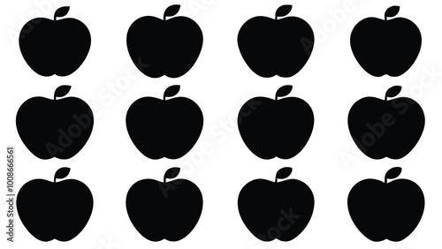 silhouette apple vector set illustration isolated on white artboard