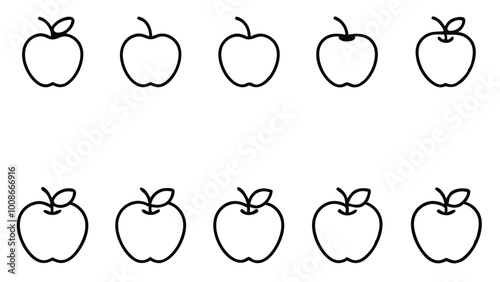 silhouette apple vector set illustration isolated on white artboard