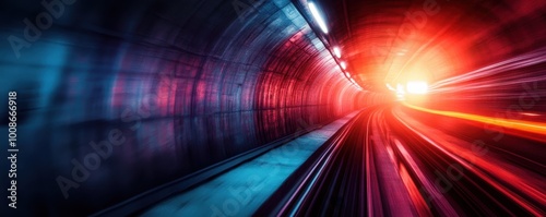 A dynamic view of a colorful tunnel, showcasing vibrant lights and motion that evoke a sense of speed and energy.