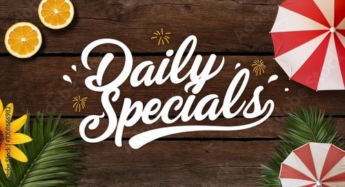 daily specials calligraphic word lettering on summer concept holiday design background