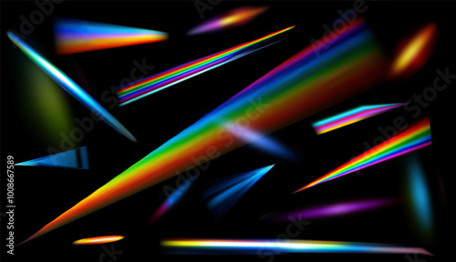Photography a set of photo effects, rainbow refraction, prism, glare of the sun and light
