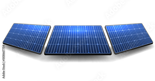 Solar panel electricity generation, vector illustration on the white background