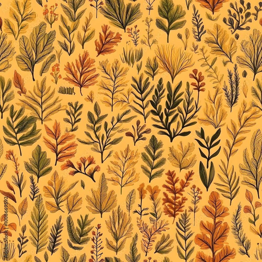 Hand drawn Autumn Leaf Pattern Background Hand drawn Autumn Leaf Pattern Background