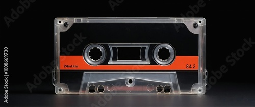 A vintage cassette tape against a black background, evoking nostalgia and classic music recording vibes.