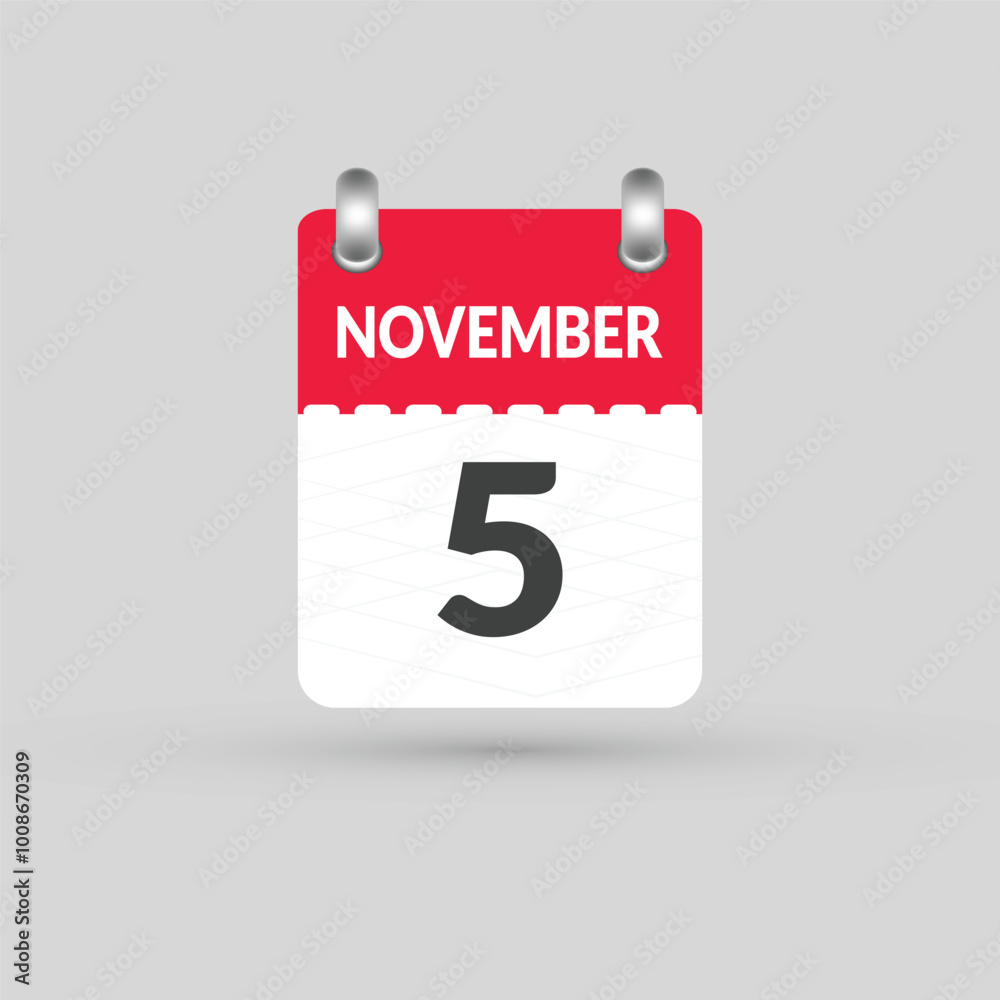 Fototapeta premium November 5 calendar Date, Month icon