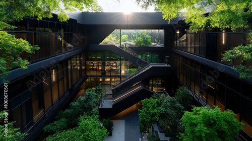 An innovative university campus in Bangkok with students utilizing VR technology for immersive learning, outdoor classrooms situated in lush green areas, and high-tech laboratories