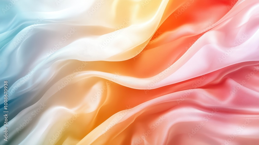 Fototapeta premium An abstract composition of multi-colored flowing fabric, presenting a dynamic and vibrant scene, capturing the essence of movement and artistic creativity.