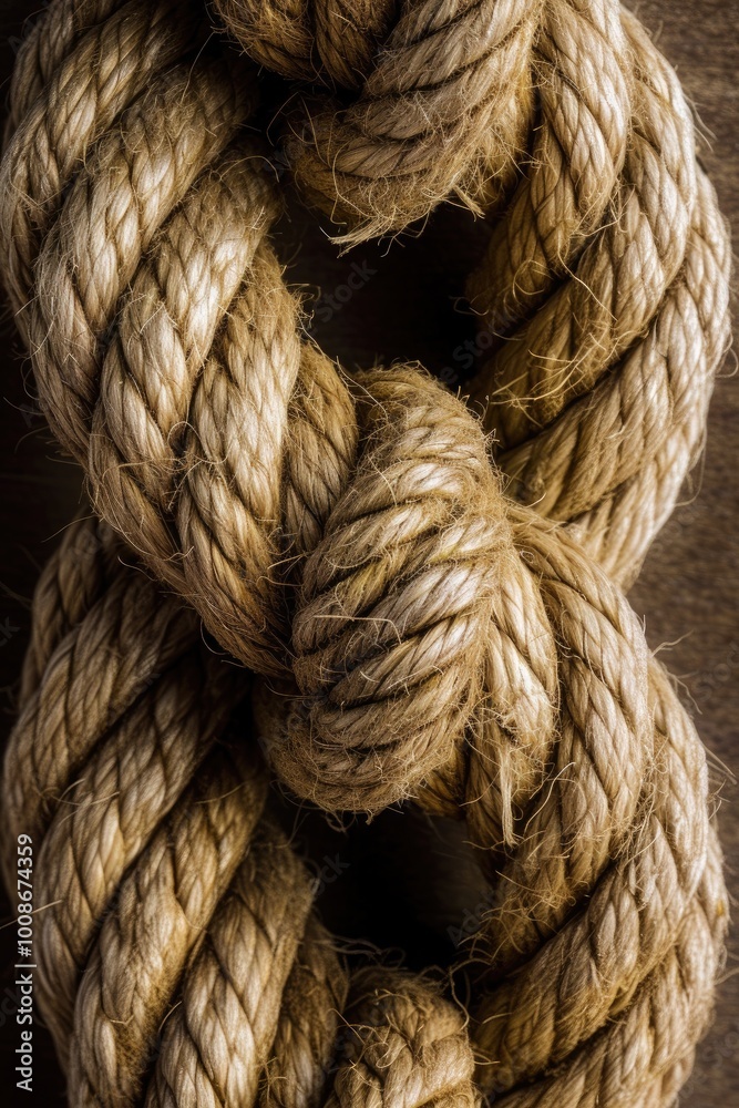 Close-up of twisted rope fibers, intricate texture and detailed pattern in a sturdy material. Close-up of twisted rope fibers, intricate texture and detailed pattern in a sturdy material.