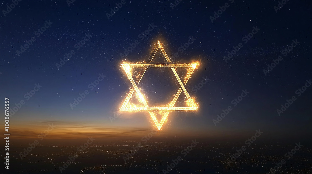 Lighting in the Sky Star of David. Minimalistic style. Pray for Israel Lighting in the Sky Star of David. Minimalistic style. Pray for Israel