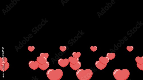 Animated love effect bubbles floating into the air on a transparent background, ideal for love and Valentine's Day themed content
