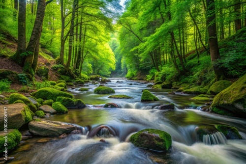 Serene Willowemoc Creek Flowing Through Lush Greenery in a Tranquil Natural Landscape Setting