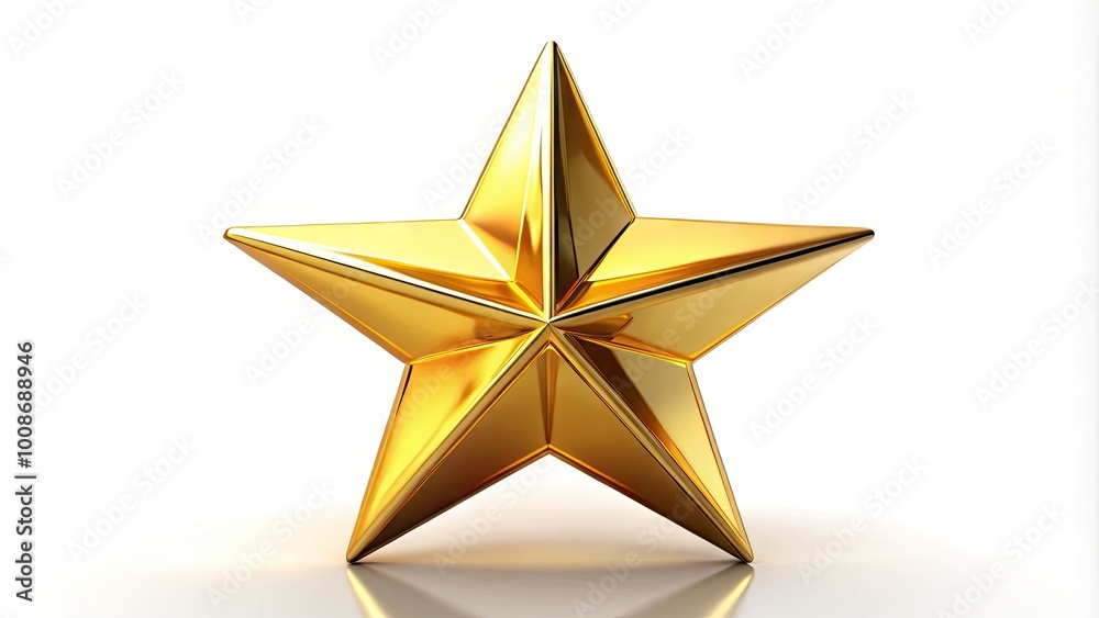 Shiny Gold 3D Star Isolated on White Background, Symbolizing Achievement and Excellence in Design Shiny Gold 3D Star Isolated on White Background, Symbolizing Achievement and Excellence in Design