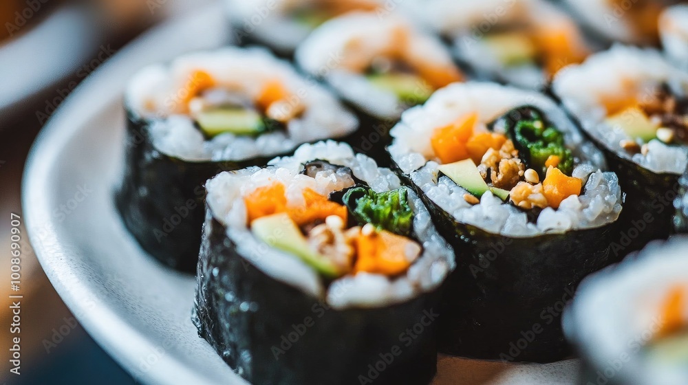 Delicious Sushi Rolls on a Plate Delicious Sushi Rolls on a Plate