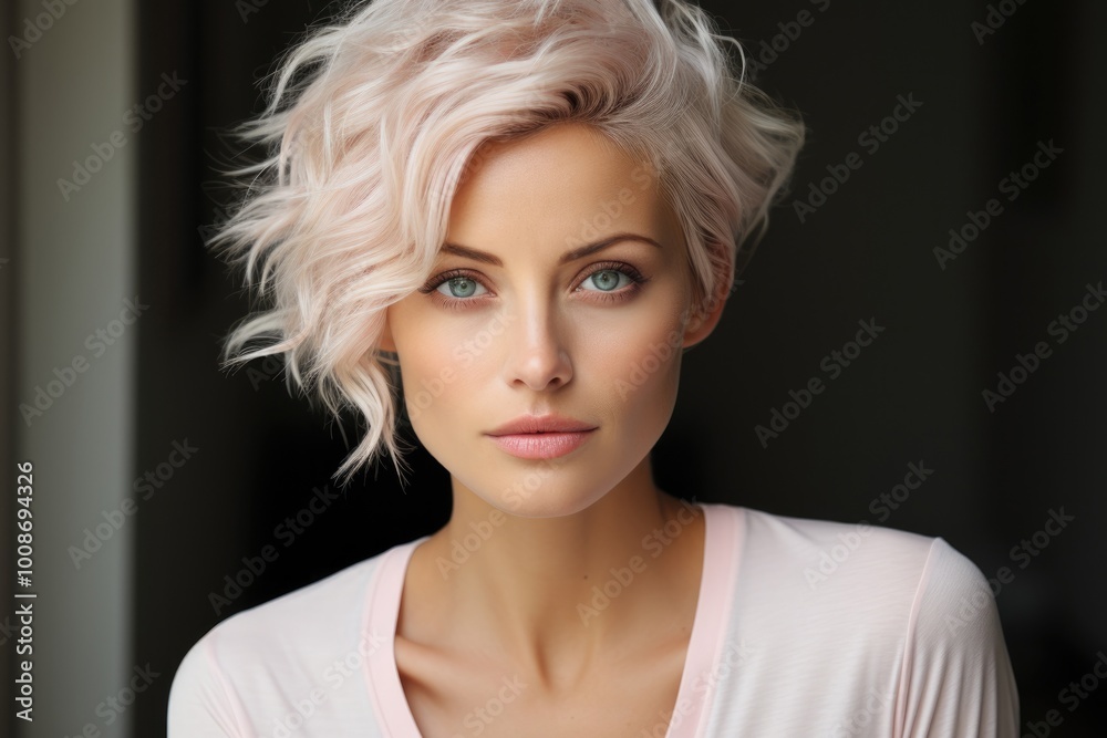 A happy, beautiful woman with short, wavy hair and bright eyes, looking directly at the camera. A happy, beautiful woman with short, wavy hair and bright eyes, looking directly at the camera.