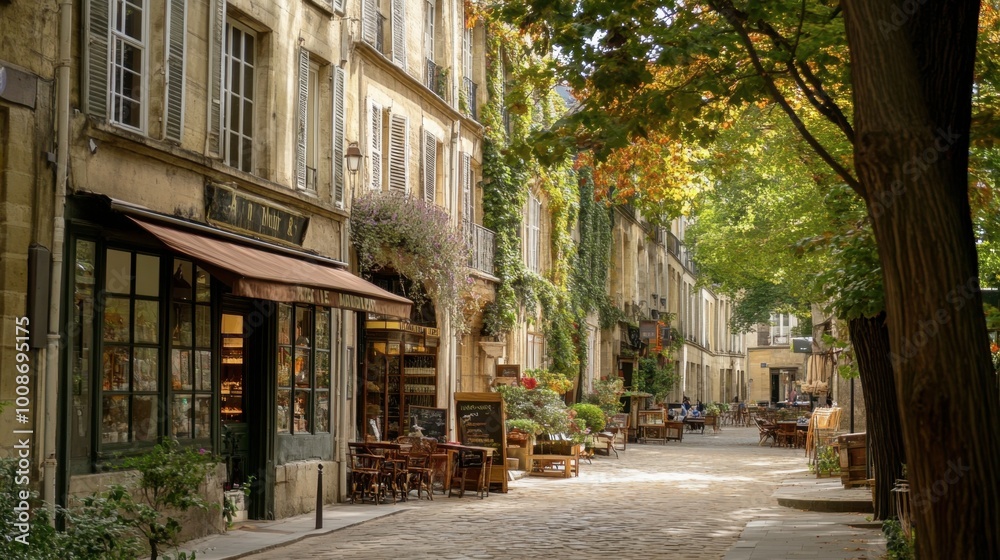 The charming neighborhood of Le Marais, with its historic buildings and trendy shops. The charming neighborhood of Le Marais, with its historic buildings and trendy shops.